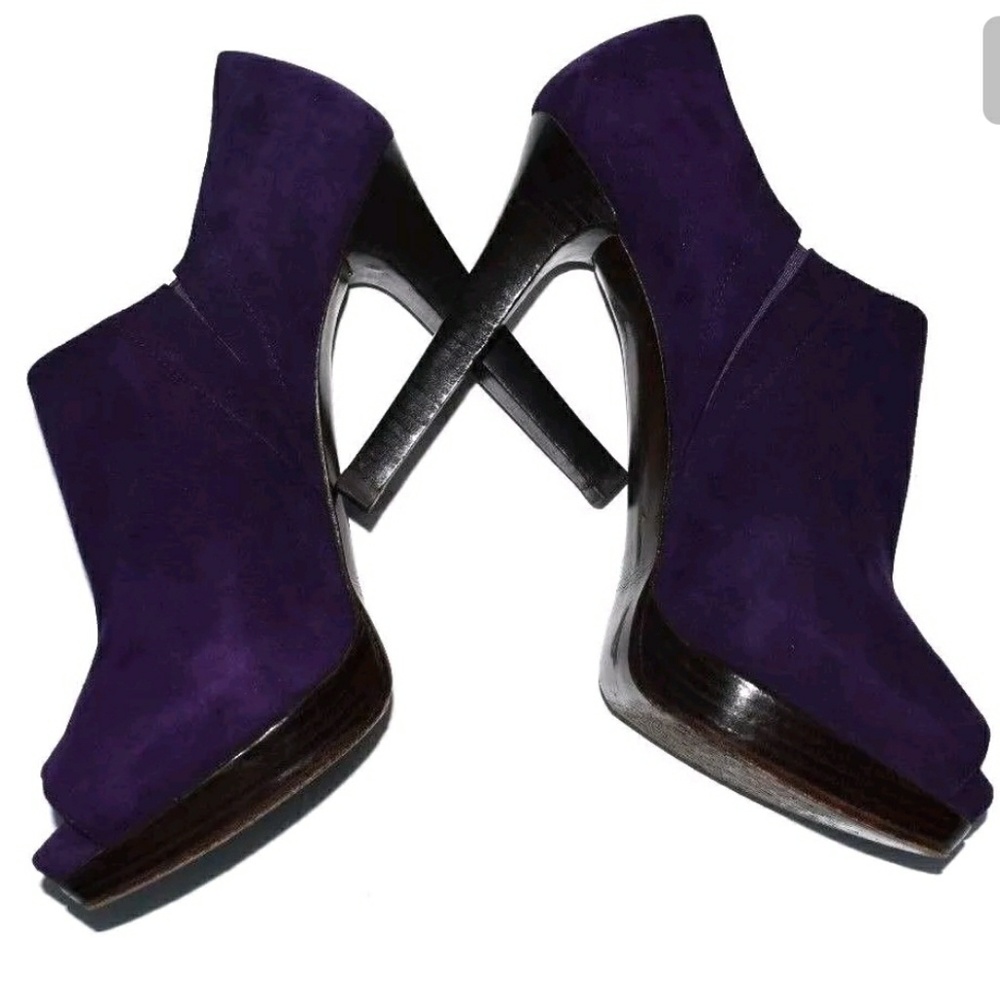SOLD-Stuart Weitzman Suede Peeptoe Heels